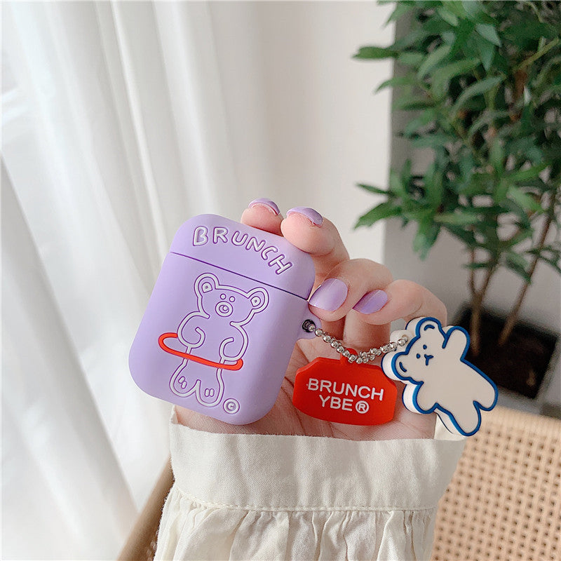 Compatible with Apple, Bear AirPods Pro Protective Cover Bluetooth Headset Soft Shell