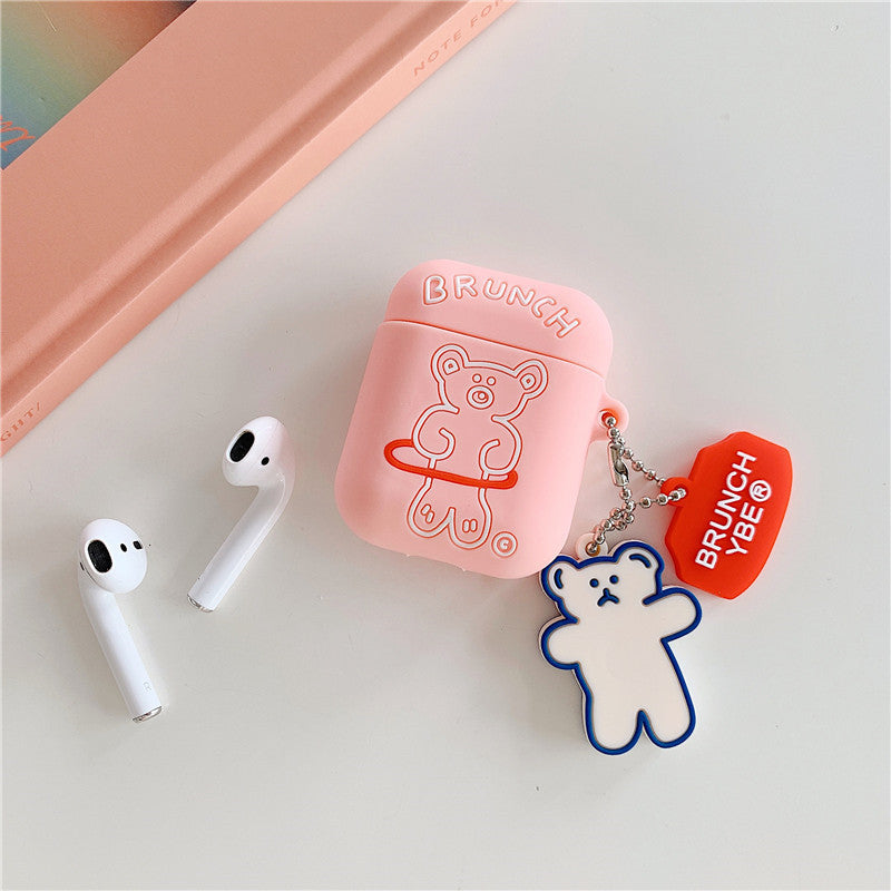 Compatible with Apple, Bear AirPods Pro Protective Cover Bluetooth Headset Soft Shell
