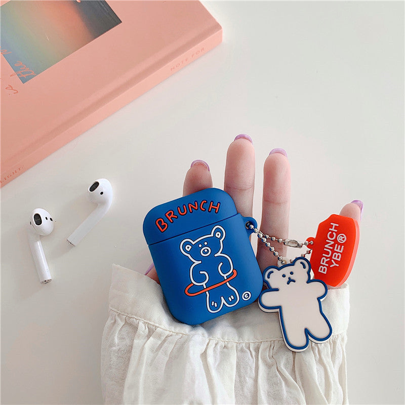 Compatible with Apple, Bear AirPods Pro Protective Cover Bluetooth Headset Soft Shell