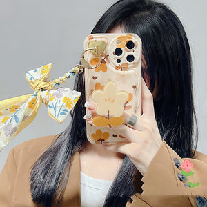 Autumn Floral Silk Scarf Phone Case